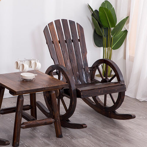 Adirondack-silla' de madera de Wagon Wheel para jardín, muebles de jardín, mecedora, Banco de madera para Patio, muebles de exterior' 
